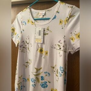 **NWT** size XXS LuLaRoe Jessie swing dress, white w/blue/yellow floral print